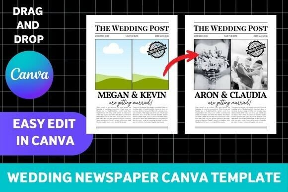 Download Wedding Newspaper Canva Template - Paper Collection