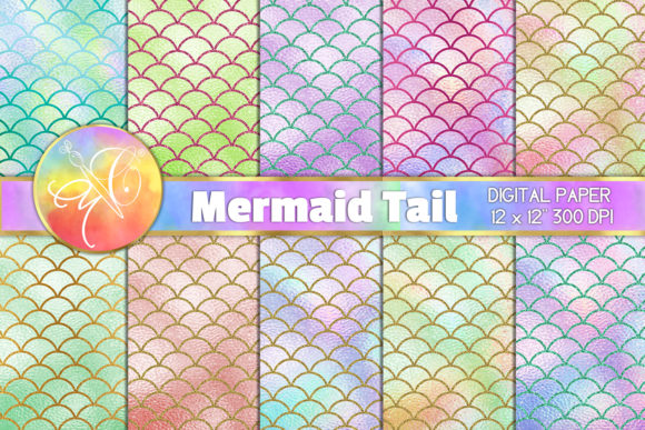 Download Mermaid Tails Pastel Color Digital Paper - Paper Collection