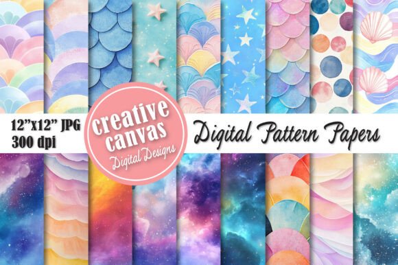 Download Pastel Galaxy &amp; Mermaid Digital Paper - Paper Collection