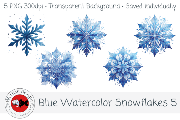 Download Blue Watercolor Snowflakes 5 – 5 PNG - Premium Resources