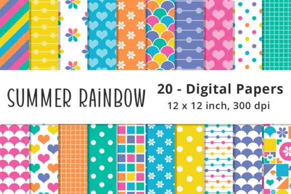 Download Summer Rainbow Digital Paper Download - Paper Collection
