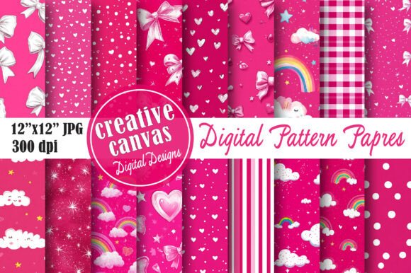 Download Hot Pink Coquette Digital Paper Bundle - Paper Collection