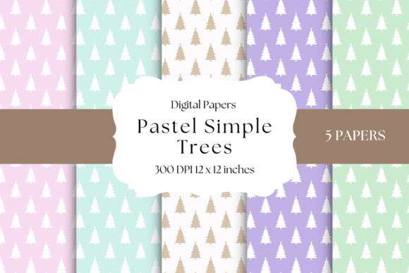 Download Pastel Simple Trees Digital Papers - Paper Collection